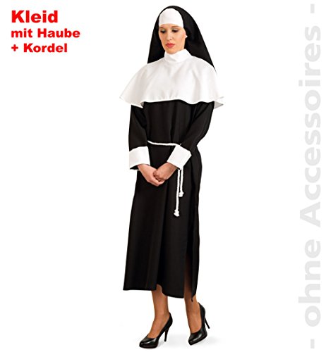 Damen Kostüm "Nonne" mit Gürtel+Haube Party Fasching Karneval Größe 46 von buy'n'get
