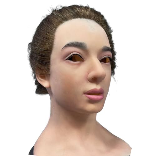 buyzg Benutzerdefinierte realistische Schönheitsmaske aus Silikon mit Perücke und Make-up, handgefertigte weibliche Kopfmaske für Crossdresser, Cosplay, Drag Queen buyzg Benutzerdefinierte realistische Schönheitsmaske aus Silikon mit Perücke und Make-up, handgefertigte weibliche Kopfmaske für Crossdresser, Cosplay, Drag Queen von buyzg