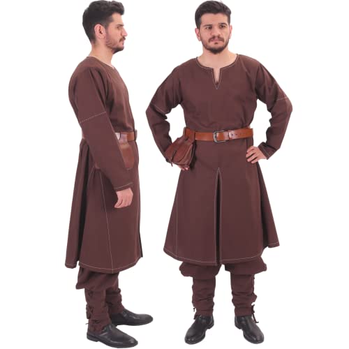 ARVID Mittelalter Wikinger Herren Tunika Braun-2XL von byCalvina - Calvina Costumes