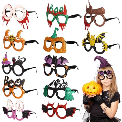 12er-Pack Halloween-Brillen, lustige glitzernde Brillen für Halloween-Partys, gruselige Brille für Kinder und Erwachsene 12er-Pack Halloween-Brillen, lustige glitzernde Brillen für Halloween-Partys, gruselige Brille für Kinder und Erwachsene von byepica