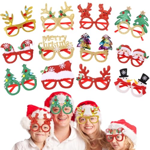 Glitzernde Weihnachtsbrillen, lustige Brillen, einzigartige Feiertagsparty-Geschenke, niedliche Weihnachtsrequisiten für Erwachsene und Kinder, perfekt für festliche Fotoshootings, 12 Stück Glitzernde Weihnachtsbrillen, lustige Brillen, einzigartige Feiertagsparty-Geschenke, niedliche Weihnachtsrequisiten für Erwachsene und Kinder, perfekt für festliche Fotoshootings, 12 Stück von byepica