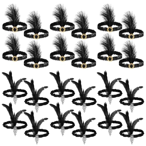 byepica 24 Stück 1920er Feder-Stirnbänder für Damen, Vintage-Kopfschmuck, schwarz, ideal für Mottopartys und Kostüme byepica 24 Stück 1920er Feder-Stirnbänder für Damen, Vintage-Kopfschmuck, schwarz, ideal für Mottopartys und Kostüme von byepica