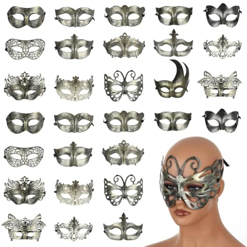 byepica 30 Stück Maskerade Maske Set Vintage Aushöhlen Masken mit verstellbaren Bändern Retro inspirierte Party Masken für Halloween Karneval und Events byepica 30 Stück Maskerade Maske Set Vintage Aushöhlen Masken mit verstellbaren Bändern Retro inspirierte Party Masken für Halloween Karneval und Events von byepica