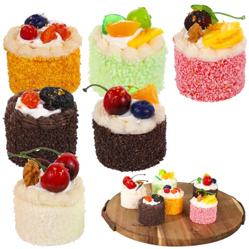 byepica 6 Stück künstliche Mousse-Cupcakes, künstliche Kuchenmodelle mit Obstaufsätzen, weiches PU-Material, perfekt für Display, Kühlschrank-Dekoration und Fotografie-Requisite byepica 6 Stück künstliche Mousse-Cupcakes, künstliche Kuchenmodelle mit Obstaufsätzen, weiches PU-Material, perfekt für Display, Kühlschrank-Dekoration und Fotografie-Requisite von byepica