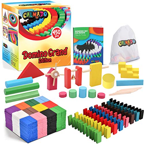 calmado - Domino Spiel 450 teilig Dominosteine aus Holz, Spielzeug ab 3 Jahre - Bausätze für Kinder - Domino Grand Edition im Set + Tasche + Anleitung + Accessoires calmado - Domino Spiel 450 teilig Dominosteine aus Holz, Spielzeug ab 3 Jahre - Bausätze für Kinder - Domino Grand Edition im Set + Tasche + Anleitung + Accessoires von calmado