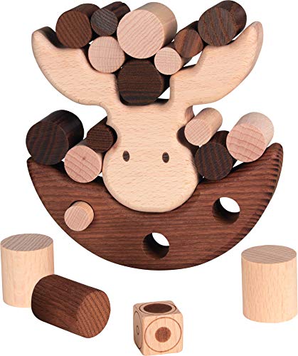Balancierspiel Geschicklichkeitsspiel Elch aus Holz von goki Nature ökologisches Spielzeug mit Palandi® Sticker von cama24com