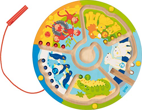 Magnetlabyrinth Zählen Lernen im Zoo aus Holz von goki magnetisches Spielzeug für Kleinkinder mit Palandi® Sticker von cama24com