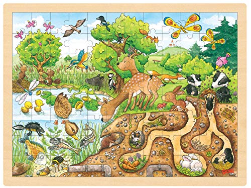 Puzzle aus Holz Einlegepuzzle Wildnis Natur goki 96 Teile mit Palandi® Sticker von cama24com