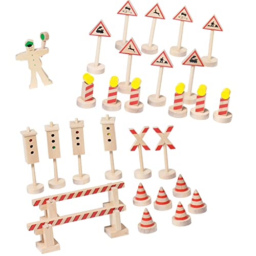 Verkehrszeichen Baustelle aus Holz Holzspielzeug mit Palandi® Sticker von cama24com