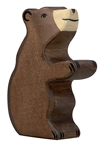 cama24com Braunbär klein stizend Holzfigur Holzspielzeug von Holztiger mit Palandi® Sticker von cama24com
