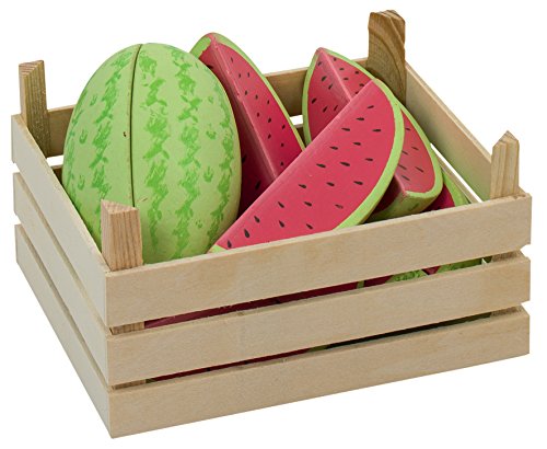 cama24com Holz-Melonen in Obstkiste für Kaufmannsladen Marktstand mit Palandi® Sticker von cama24com