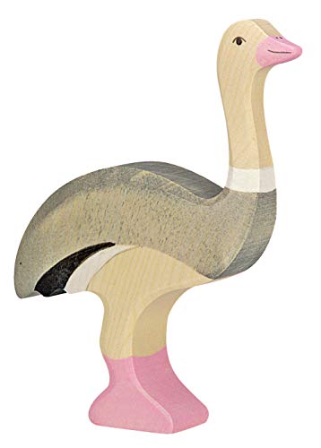 cama24com Holztiger Strauß Vogel Holzfigur Tierfiguren mit Palandi® Sticker von cama24com