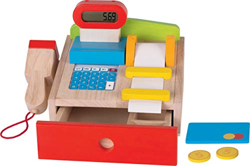 Kaufmannsladen-Kasse für Marktstand von goki aus Holz kreatives Spielzeug mit Palandi® Sticker von cama24com