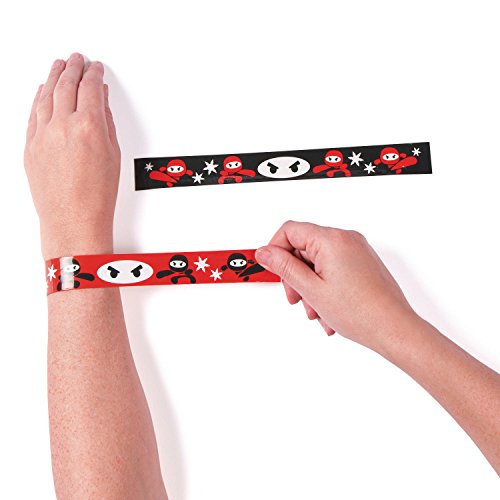cama24com Ninja Samurai Schnapp-Armbänder 12 Stück Klatscharmbänder Mitgebsel Partytüten mit Palandi® Sticker von cama24com