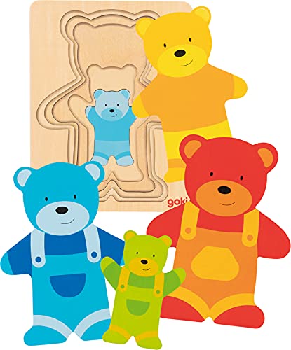 Schichtenpuzzle Bunte Bären aus Holz von goki Holzpuzzle Kinderpuzzle mit Palandi® Sticker von cama24com