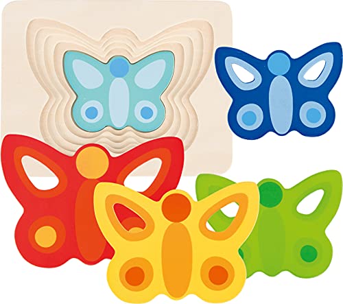 Schichtenpuzzle Schmetterling aus Holz von goki Kinderpuzzle Holzpuzzle mit Palandi® Sticker von cama24com