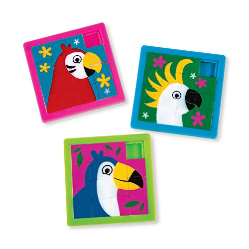 cama24com Schiebepuzzle Tropische Vögel als Mitgebsel oder Give-Away für den Kindergeburtstag 12 Stück mit Palandi® Sticker von cama24com