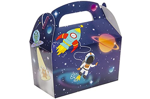 cama24com Weltraum Space Geschenkboxen 12 Stück aus Pappe für Mitgebsel und Give-Aways auf dem Kindergeburtstag mit Palandi® Sticker von cama24com