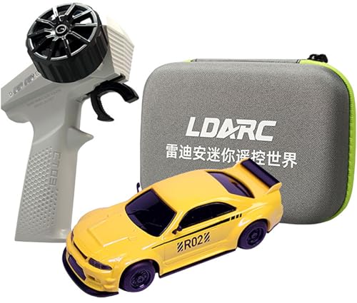 captainrc LDARC 1: 64 Mini Sportwagen 4CH 2.4GHz Fernbedienung Full Scale RTR Kit mit tragbarer Aufbewahrungstasche (R02-Gelb) von captainrc