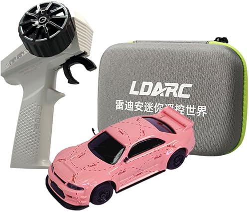 captainrc LDARC 1: 64 Mini Sportwagen 4CH 2.4GHz Fernbedienung Full Scale RTR Kit mit tragbarer Aufbewahrungstasche (R02-Pink) von captainrc