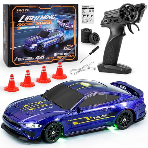 captainrc RC Drift Auto, 1/43 Mini RC Drift Auto mit LED-Lichtern, 2,4 GHz Vollproportional Ferngesteuertes Auto, 4WD Hochgeschwindigkeitsrennen mit Rennreifen, Kann mit einem Handy gesteuert werden captainrc RC Drift Auto, 1/43 Mini RC Drift Auto mit LED-Lichtern, 2,4 GHz Vollproportional Ferngesteuertes Auto, 4WD Hochgeschwindigkeitsrennen mit Rennreifen, Kann mit einem Handy gesteuert werden von captainrc