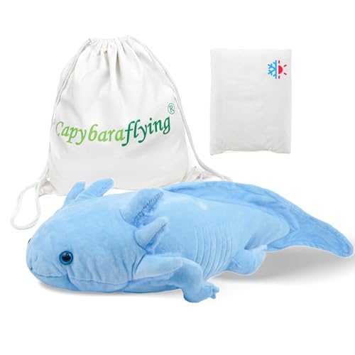capybaraflying Axolotl-Plüschtier mit Gewicht,Axolotl-Plüschtier mit Gewicht,kuscheliges Blau Tierkissen zum Kuscheln,30in, 4,4lb,wellengeeignetes Axolotl-Plüschtier einzigartiges Geschenk für Kinder von capybaraflying