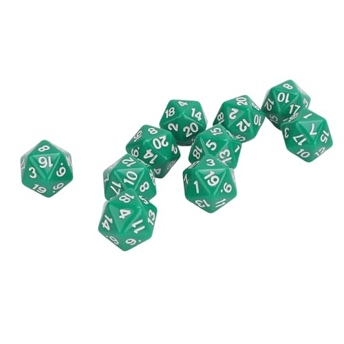 10pcs Polyedralwürfel Set, 20 -seitige Würfel für D & D-, RPG- und Tabletop -Spiele Leichtes Kunststoff mit vielseitigem Würfel für Rollenspiele, Mathematikunterricht, (Grün) von cardyven