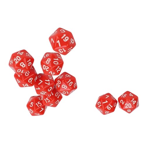 10pcs Polyedralwürfel Set, 20 -seitige Würfel für D & D-, RPG- und Tabletop -Spiele Leichtes Kunststoff mit vielseitigem Würfel für Rollenspiele, Mathematikunterricht, (Rot) von cardyven