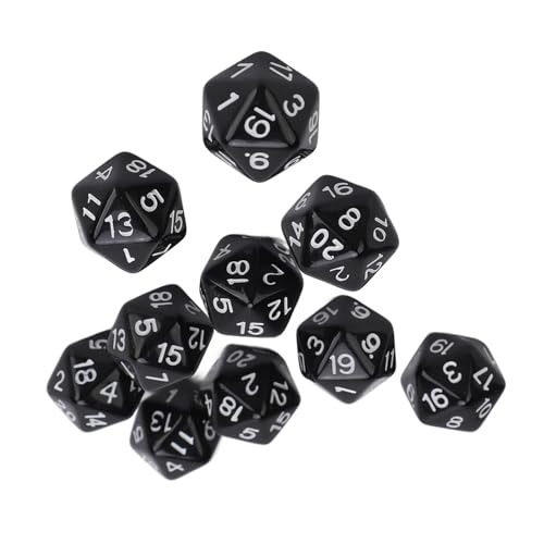 10pcs Polyedralwürfel Set, 20 -seitige Würfel für D & D-, RPG- und Tabletop -Spiele Leichtes Kunststoff mit vielseitigem Würfel für Rollenspiele, Mathematikunterricht, (Schwarz) von cardyven
