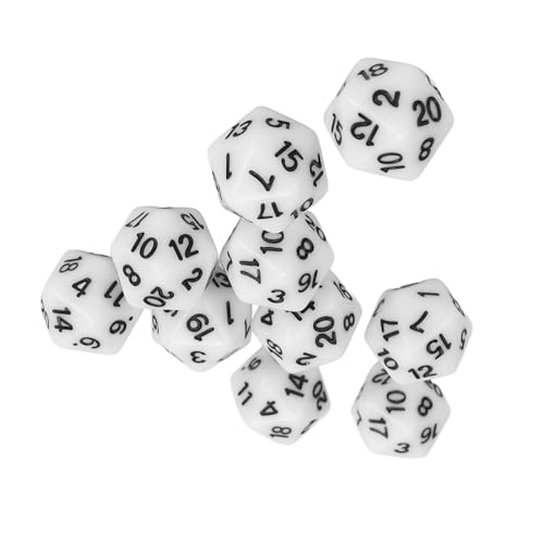 10pcs Polyedralwürfel Set, 20 -seitige Würfel für D & D-, RPG- und Tabletop -Spiele Leichtes Kunststoff mit vielseitigem Würfel für Rollenspiele, Mathematikunterricht, (Weiß) von cardyven