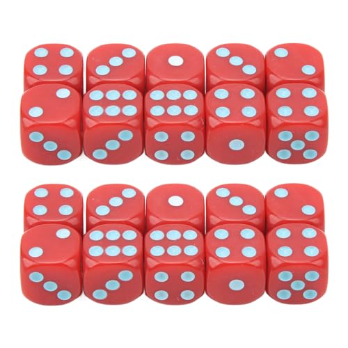 20pcs 16mm abgerundete Eckwürfäle, Standard -Bulk 6 -seitig -Spiel -Würfel setzen Solid Vintage Colors Card Game -Würfel für Tischbrettspiele Math Spiele (Rotblau Punkte) von cardyven