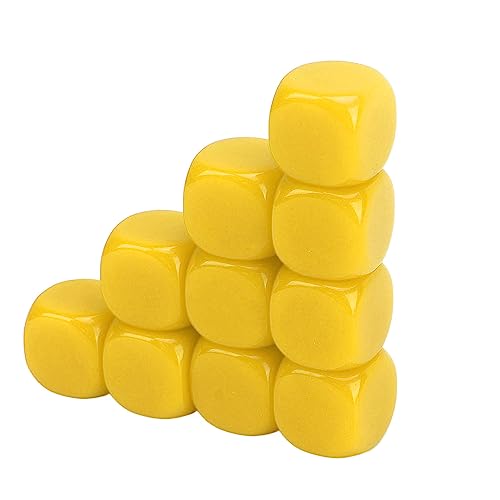 30 pcs 16mm Blanks Würfelset, plastische abgerundete 6 -seitige Würfelwürfel, abgerundete D6 -Würfelwürfel für Game Party Fun DIY Aufkleber Mathematikunterricht (Gelb) von cardyven