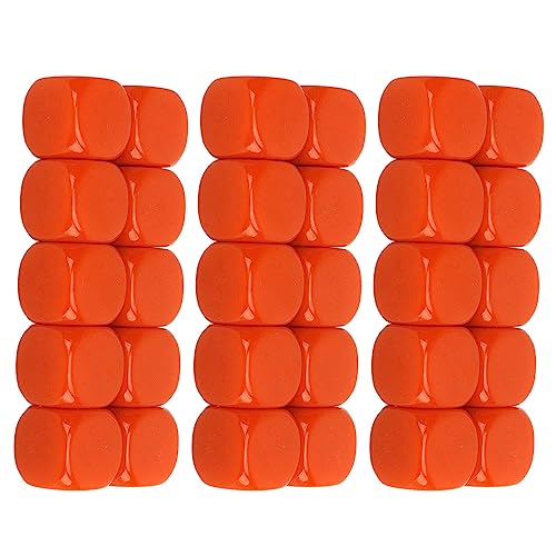 30 pcs 16mm Blanks Würfelset, plastische abgerundete 6 -seitige Würfelwürfel, abgerundete D6 -Würfelwürfel für Game Party Fun DIY Aufkleber Mathematikunterricht (Orange) von cardyven