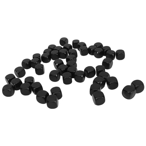50pcs 16mm B Lank Sechs -Seitenwürfel, Plastikwürfel, B -Lank White Dice Cubes mit Abgerundeter Ecke für Brettspiele, DIY -Aufkleber, Mathematikzählungsunterricht, Partyspaß, (Schwarz) von cardyven