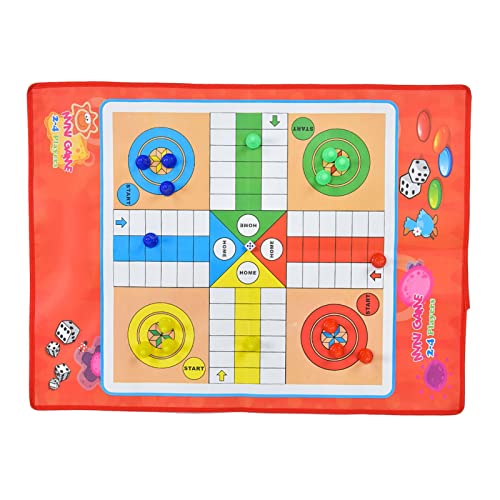 60x45cm Schlangen und Leitern Spiel, Nicht gewebte Stoffmatte Ludo Brettspiel Set Kids Brettspiele mit 16 Plastikschachstücken Würfel für Kinder Lernen Spaß von cardyven