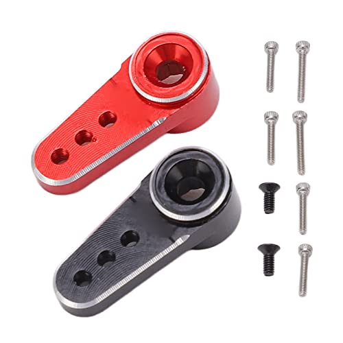 Aluminiumlegierung 15T Servo -Horn -Arm Set, CNC bearbeitete Metalllenker -Servo -Upgrade -Teile mit 2 Armen + 8 Schrauben für axiales SCX24 1/24 RC -Auto (rot und schwarz) von cardyven