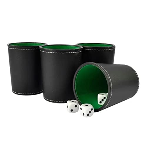 DICE Cup, 5PCS PU Leder Dice Cup Set Filz gefüttertes Würfel -Cup -PU -Leder -Set mit 20 Punkt Dices Exquisite Hand fühlen Schwarze Zittern für Bar nach Hause von cardyven