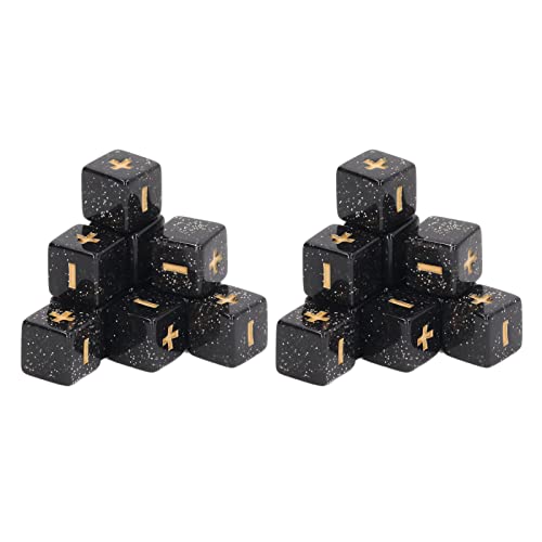 DICE Set, 20pcs 16mm Perle Muster Spiel Würfel Mathematikberechnung Minus Zeichen Plus Spielzeug 6 -Seiten -Standard -Dices für Kinderunterrichtsvorräte (Black) von cardyven