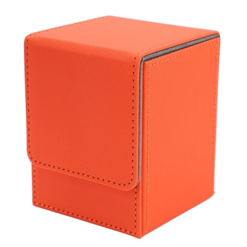 Kartenboxen, 100 Karten PU Leder -Spielkarte Aufbewahrungskoffer für Fußballkarten und Hockeykarten (Orange) von cardyven
