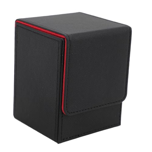 Kartenboxen, 100 Karten PU Leder -Spielkarte Aufbewahrungskoffer für Fußballkarten und Hockeykarten (Schwarz rot) von cardyven