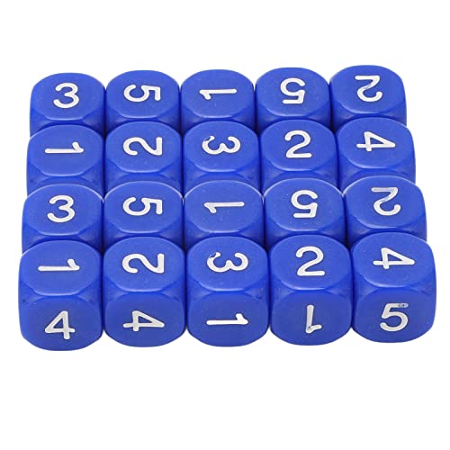 Runde Eck Würfel, 20pcs 6 Seiten Plastiknummern Würfel für Brettspiele, Partys, Spaß, DIY (Blau) von cardyven