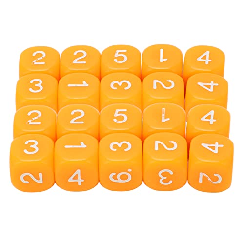 Runde Eck Würfel, 20pcs 6 Seiten Plastiknummern Würfel für Brettspiele, Partys, Spaß, DIY (Orange) von cardyven