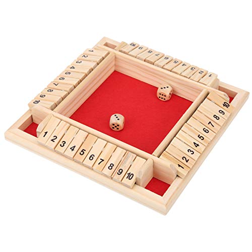 Schließen Sie das Box Dice Game, Family Wooden Bretttisch Mathematikspiel, 4 -seitig 10 Zahlen Pub Bar Brettspiel Familien Tabletop Versionsspiel für Erwachsene, von cardyven