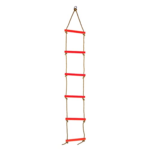 Six Section Kids Climbing Rope Ladder,Plastic Hanging Rope Ladder,Outdoor Kids Tree Swing with Hanging Strap or Home, Fitness Place, Outdoor Tree Branch,30 X 3 X 200 cm (Red) von cardyven