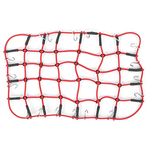 cardyven 1/10 RC Elastic Gepäck Netz, dehnbarer Simulation Gummi -Gepäck Dachträger Net Net RC Crawler Car Elastic Gepäck mit Haken für 1/8 1/10 RC -LKW (Rot) von cardyven