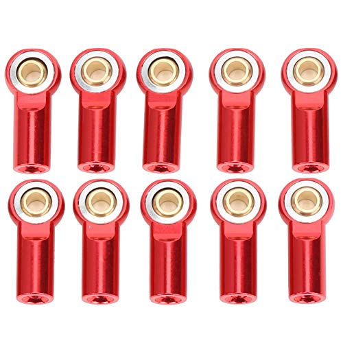 cardyven 10 PCS RC Auto Metall Kugelgelenk, Aluminium Kugelkopfhalter Krawatte RC Pull Pleuelstange Kugelgelenk Gestänge Zubehör für AXIAL SCX10 1/10 (Rot) von cardyven
