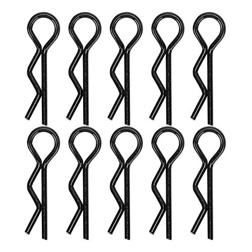 cardyven 10pcs RC -Körperklammern Stifte, 7 mm RC Car Shell Clip R Form Metallkörperklammern Pins für 1/5 1/6 1/8 1/10 RC -Autoteile LKW B uggy Shell Ersatz RC Zubehör (Black) von cardyven