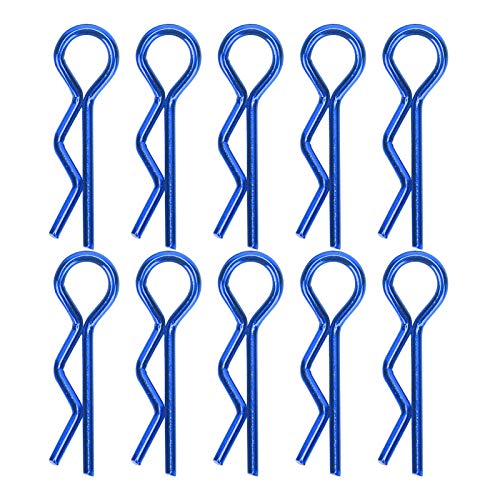 cardyven 10pcs RC -Körperklammern Stifte, 7 mm RC Car Shell Clip R Form Metallkörperklammern Pins für 1/5 1/6 1/8 1/10 RC -Autoteile LKW B uggy Shell Ersatz RC Zubehör (Blue) von cardyven