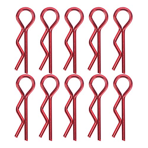 cardyven 10pcs RC -Körperklammern Stifte, 7 mm RC Car Shell Clip R Form Metallkörperklammern Pins für 1/5 1/6 1/8 1/10 RC -Autoteile LKW B uggy Shell Ersatz RC Zubehör (Red) von cardyven
