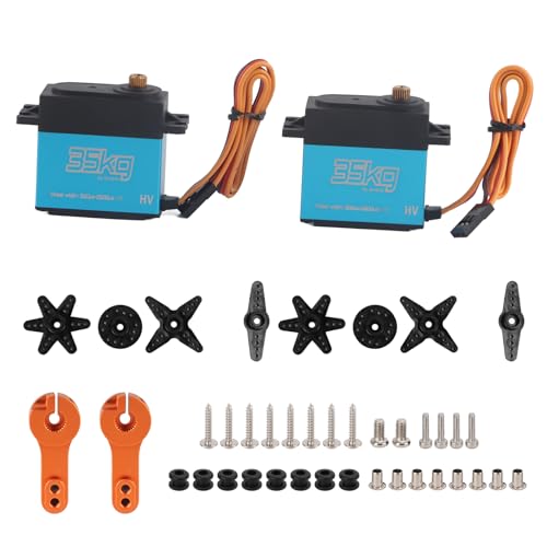 cardyven 2PCS 35KG Digital-Servo, wasserdichtes Vollmetall-Getriebe kernloses Motor-Servo mit hohem Drehmoment 0,12 s/60 ° Geschwindigkeit (7,4 V) für 1/8 1/10 RC-Raupen Fahrzeug, von cardyven